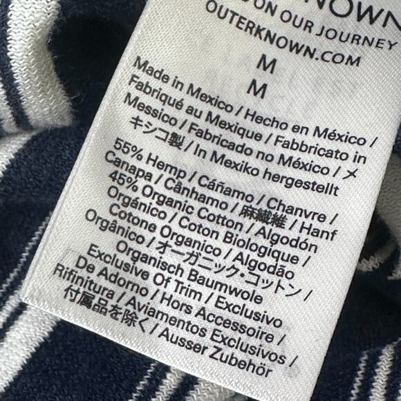 Outerknown T-Shirt Men’s Medium Blue White Striped Hemp Blend Crew Neck Casual - Picture 8 of 11